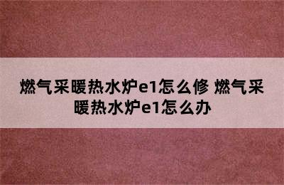 燃气采暖热水炉e1怎么修 燃气采暖热水炉e1怎么办